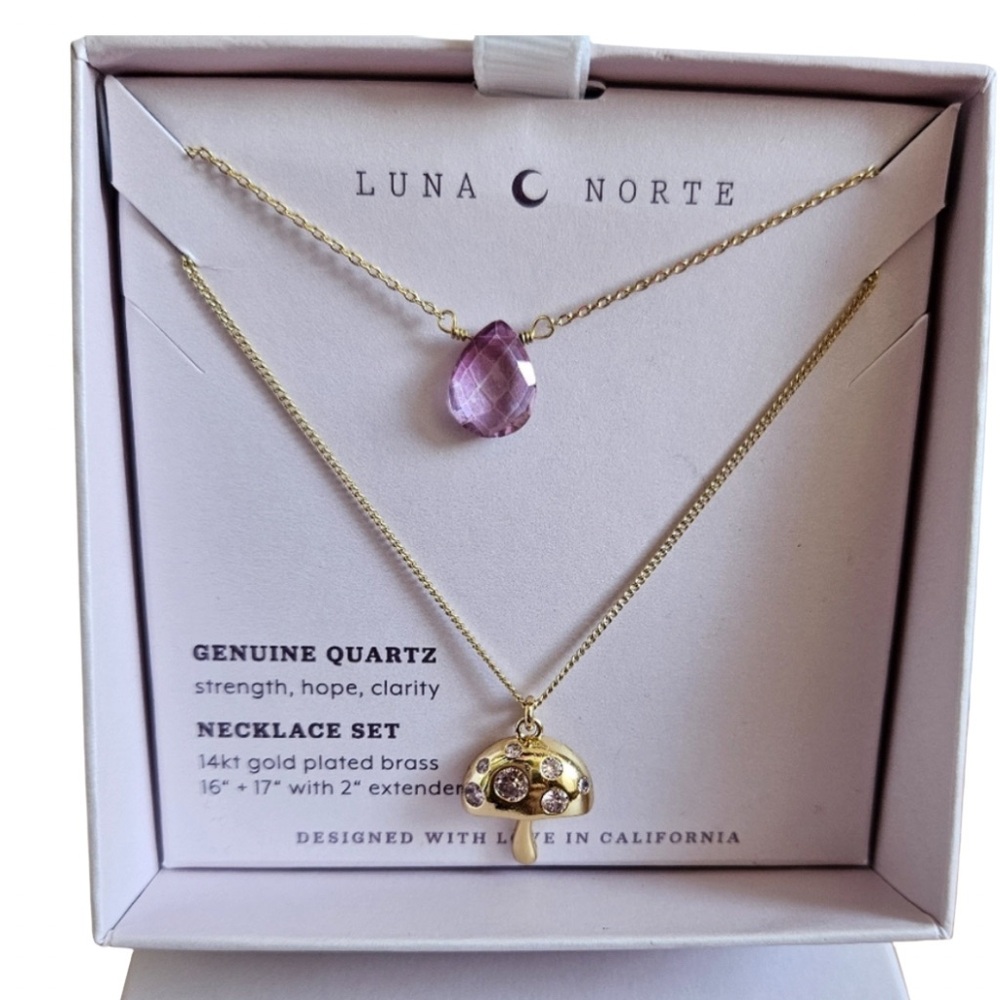 Quartz 14kt gold Plated Brass Necklace